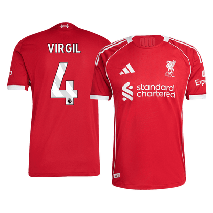 Authentic VIRGIL #4 Liverpool Home Soccer Jersey 2025/26 Red