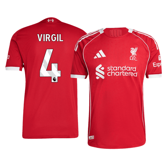 Authentic VIRGIL #4 Liverpool Home Soccer Jersey 2025/26 Red