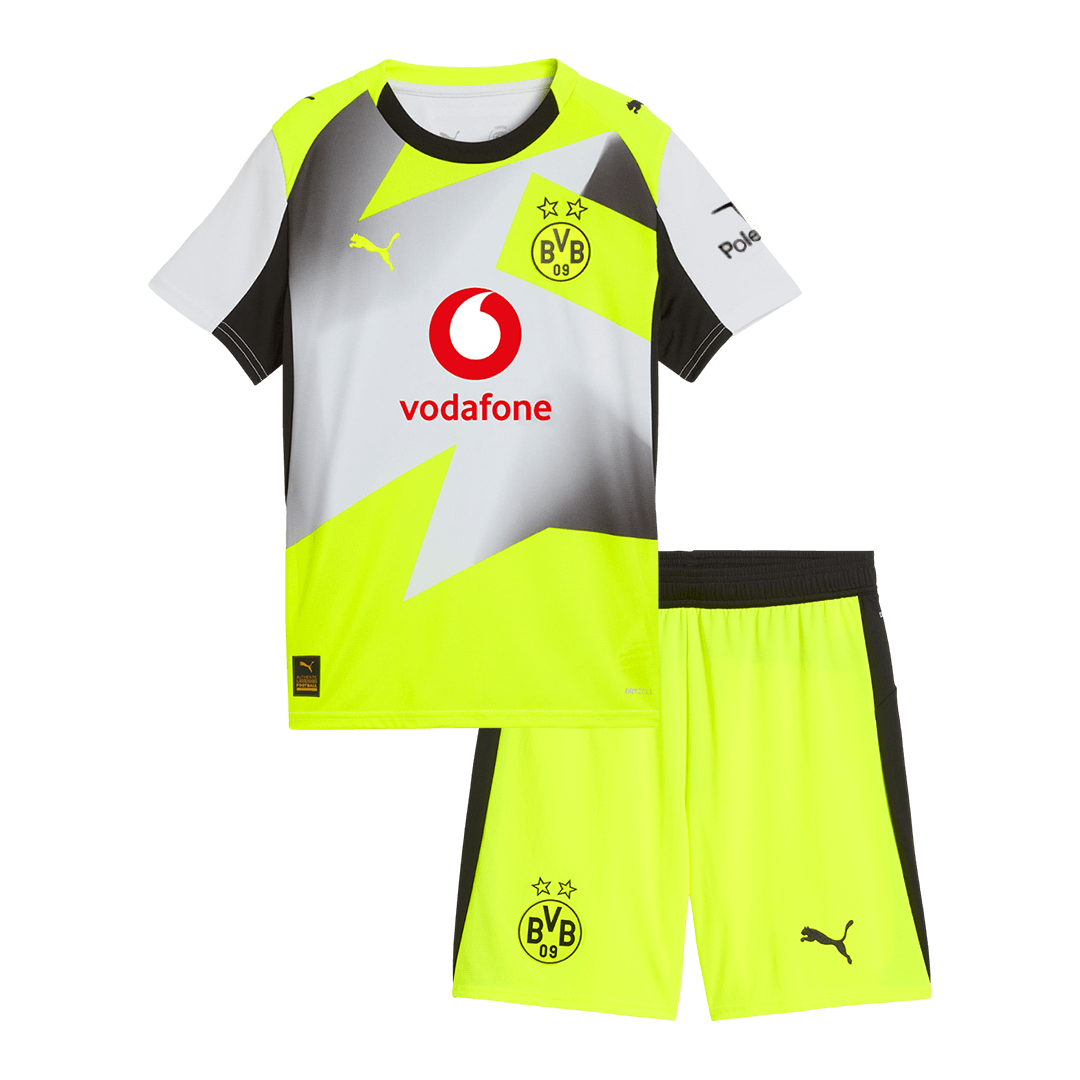 Kid's Borussia Dortmund Away Soccer Jersey Kit(Jersey+Shorts) 2025/26