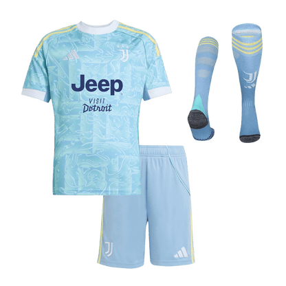 Kid's Juventus Away Soccer Jersey Kit(Jersey+Shorts+Socks) 25/26 Blue