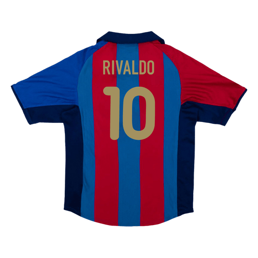 Retro RIVALDO #10 2001/02 Barcelona Home Soccer Jersey