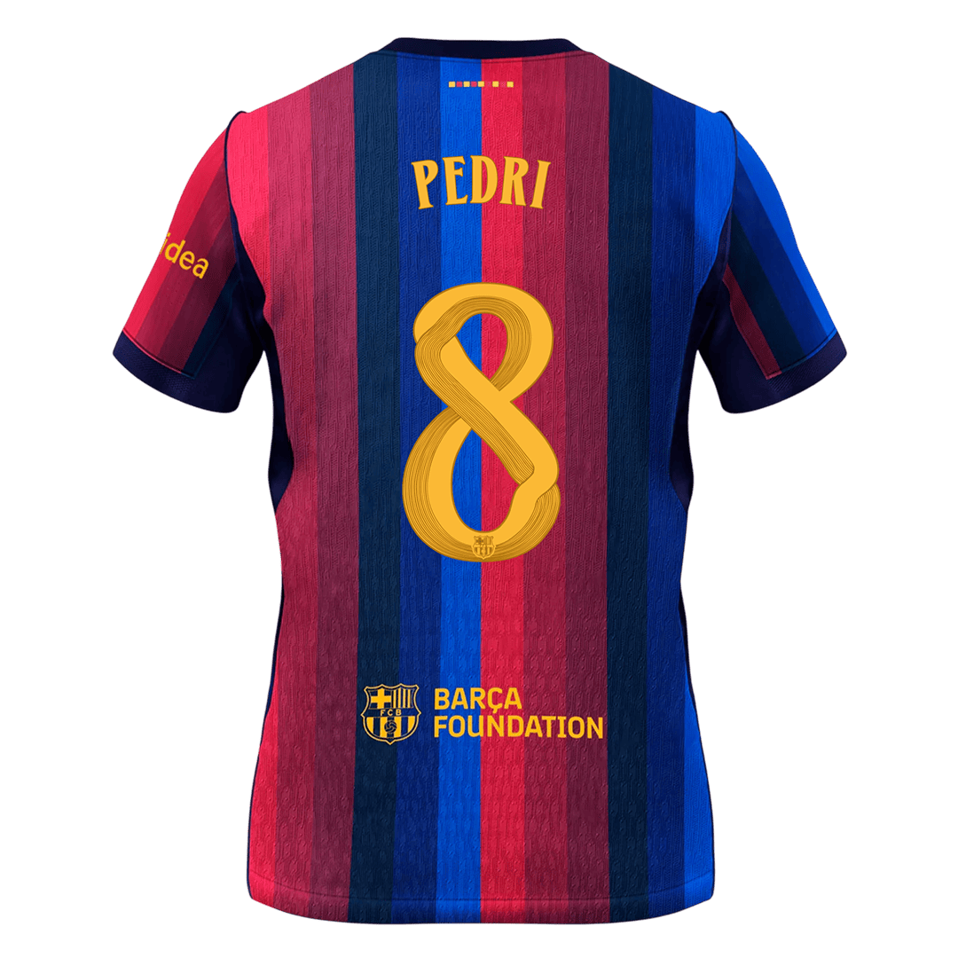 PEDRI #8 Men Fan 26/27 Barcelona Home Soccer Jersey Short Sleeve Blue&Garnet-UCL