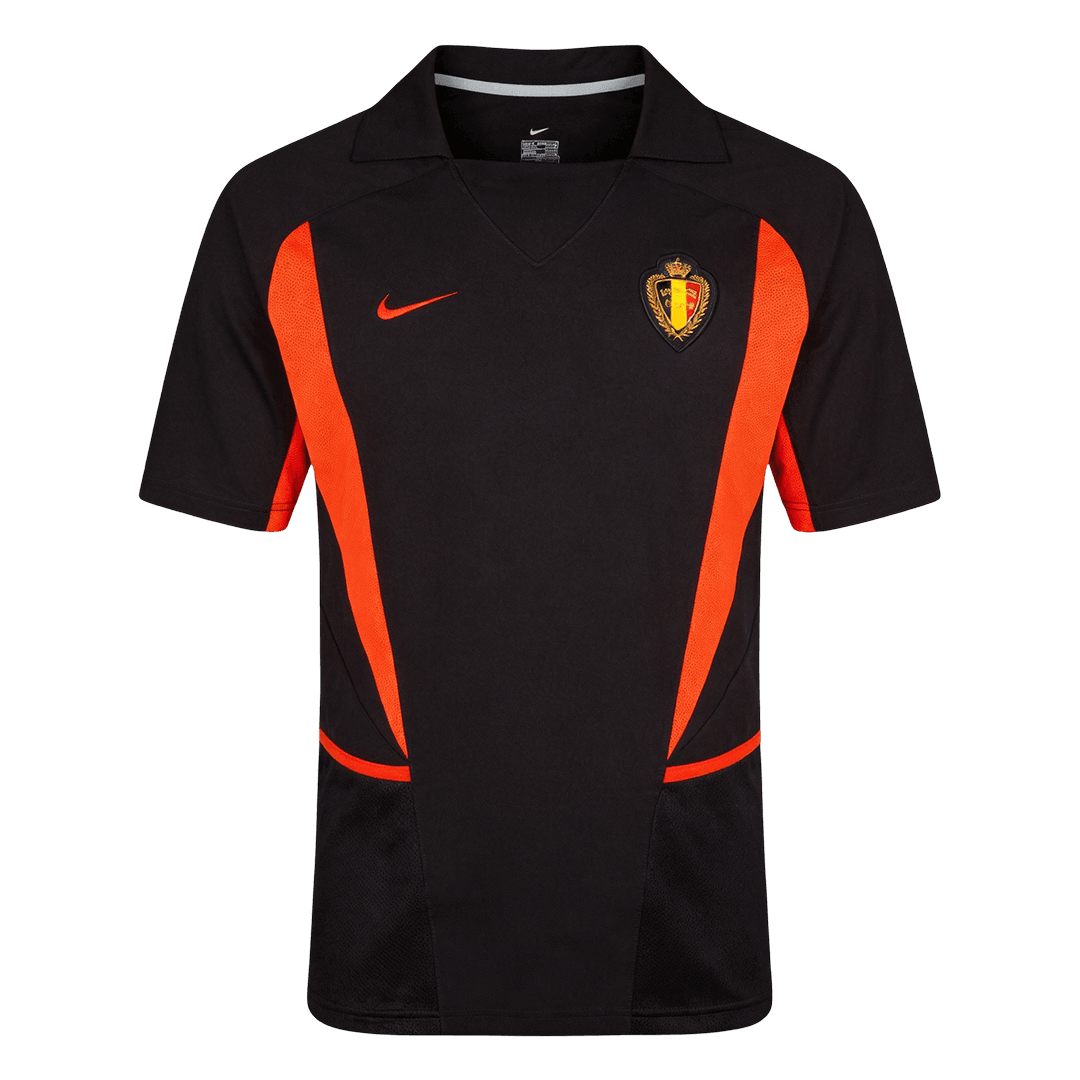 Men Retro Fan Version Belgium Away Soccer Jersey World Cup 2002 Black