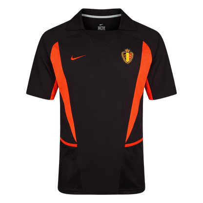 Men Retro Fan Version Belgium Away Soccer Jersey World Cup 2002 Black