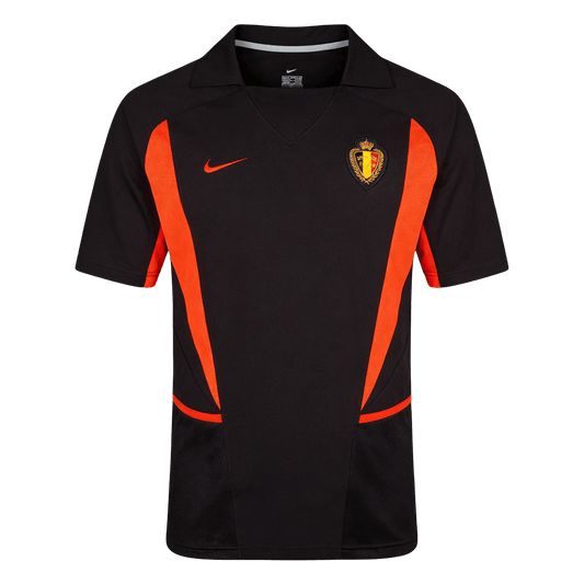 Men Retro Fan Version Belgium Away Soccer Jersey World Cup 2002 Black