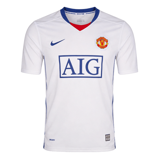Men Retro Fan Version 08/09 Manchester United Away Soccer Jersey White