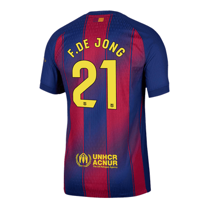 AuthenticF.DE JONG #21  Barcelona Home Soccer Jersey 2025/26 Red&Blue