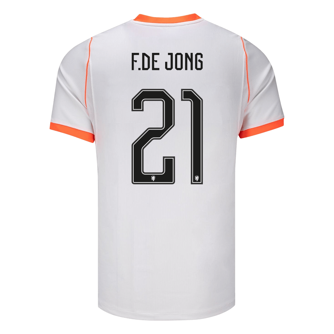 F.DE JONG #21 Netherlands Away Soccer Jersey World Cup 2026 White