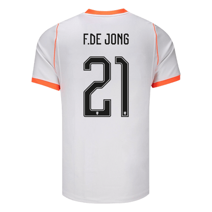 F.DE JONG #21 Netherlands Away Soccer Jersey World Cup 2026 White