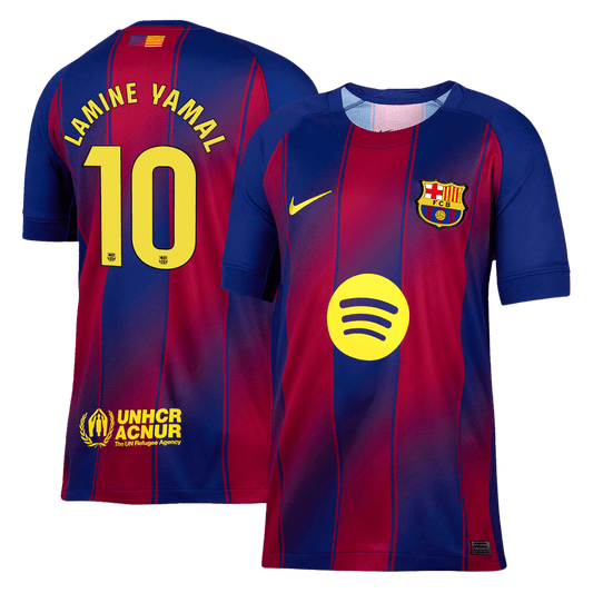 LAMINE YAMAL #10 Barcelona Home Soccer Jersey 2025/26 Red&Blue