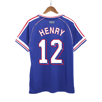Retro HENRY #12 1998 France Home Soccer Jersey