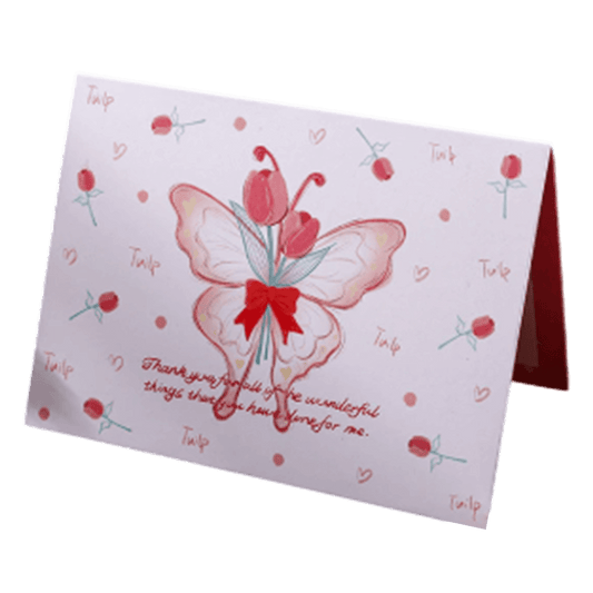 Custom Tulip Butterfly Valentine's Day Card Red