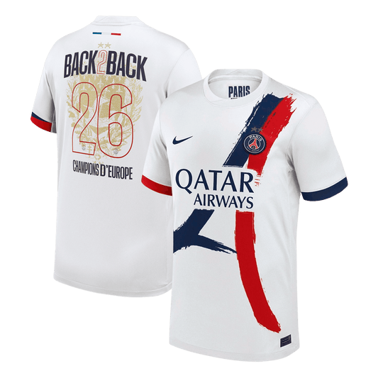 2024/26 PSG Away Soccer Jersey Champions of Europe 2026 Print White