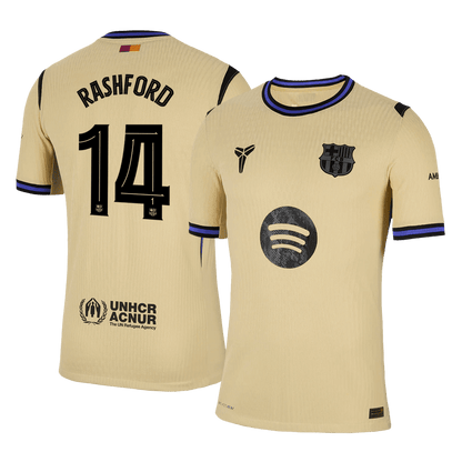 Authentic RASHFORD #14 Barcelona Away Soccer Jersey 2025/26 Yellow - UCL