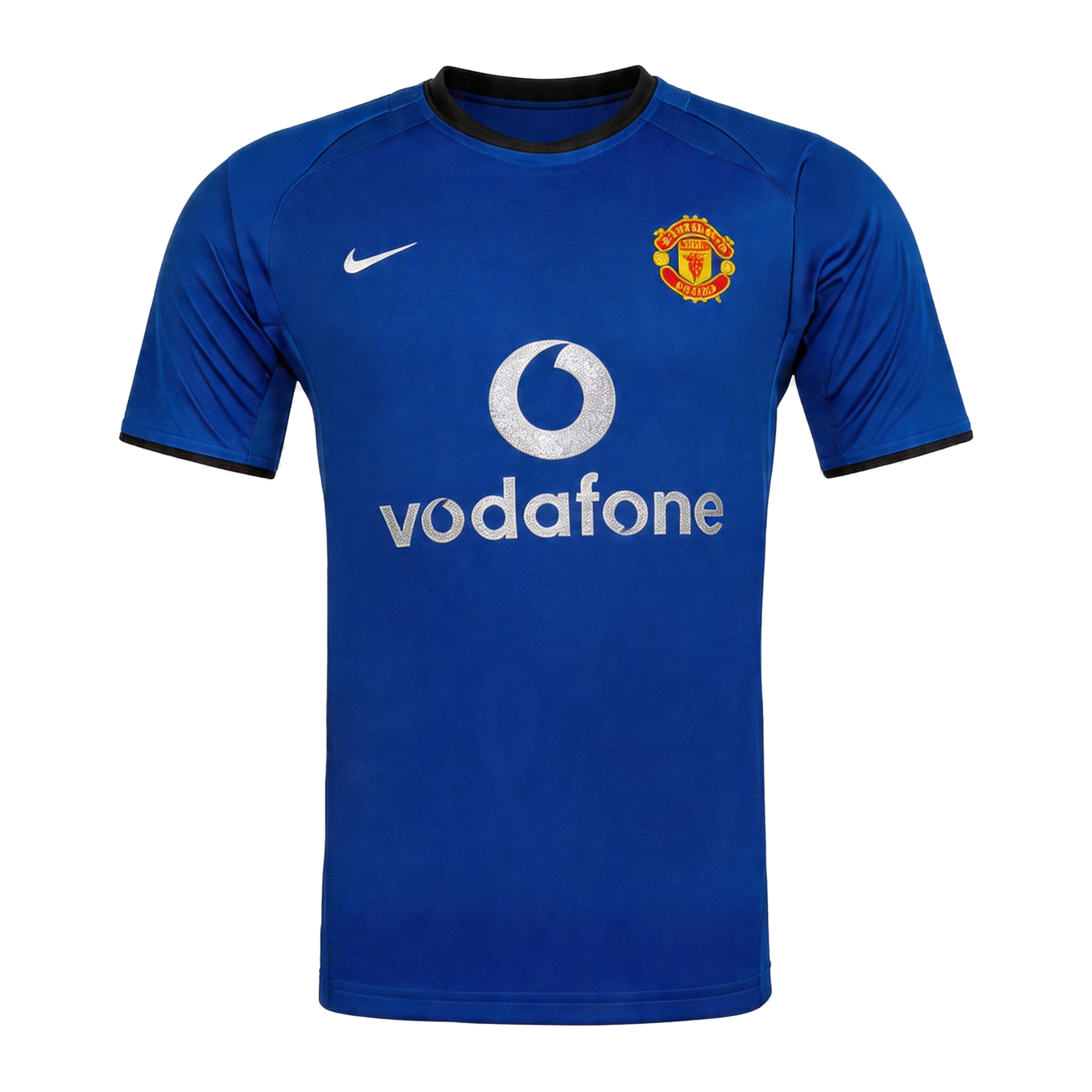Men Retro Fan Version 02/03 Manchester United Third Soccer Jersey Blue - transparent background