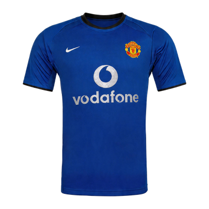 Men Retro Fan Version 02/03 Manchester United Third Soccer Jersey Blue - transparent background