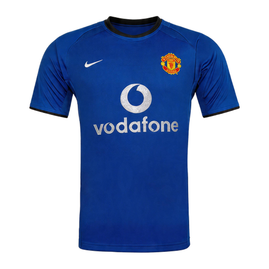 Men Retro Fan Version 02/03 Manchester United Third Soccer Jersey Blue - transparent background
